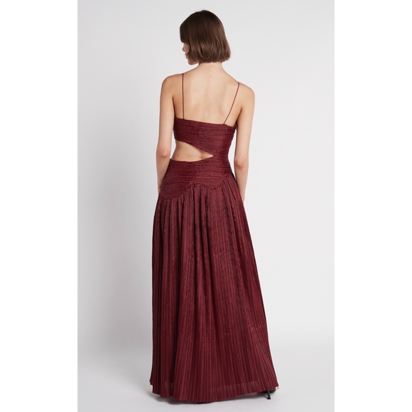 NEW Aje Laurier Wave Maxi Dress Burgundy 2 US - Picture 6 of 17